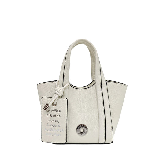 SHOPPING BAG MINI VICKY CON TAG DECORATIVO COLORE BIANCO