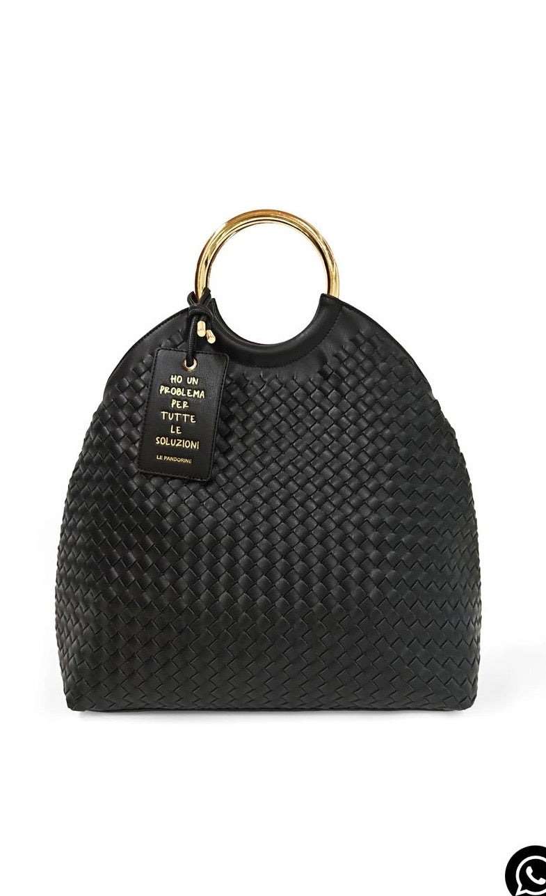 BORSA A MANO AURORA CON MANICO A CERCHIO COLORE NERO