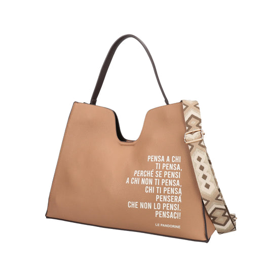 SHOPPING BAG FEDE CON POCHETTE REMOVIBILE COLORE SABBIA