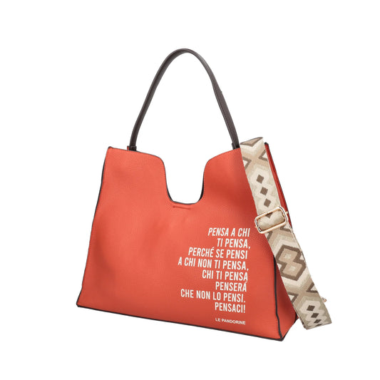 SHOPPING BAG FEDE CON POCHETTE REMOVIBILE COLORE ARANCIONE