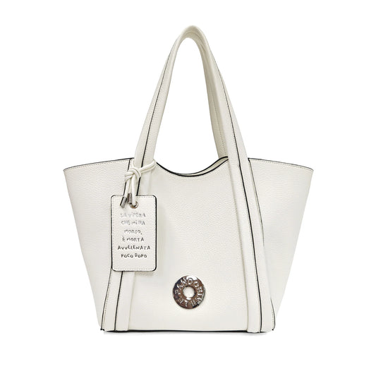 SHOPPING BAG VICKY CON TAG DECORATIVO COLORE BIANCO
