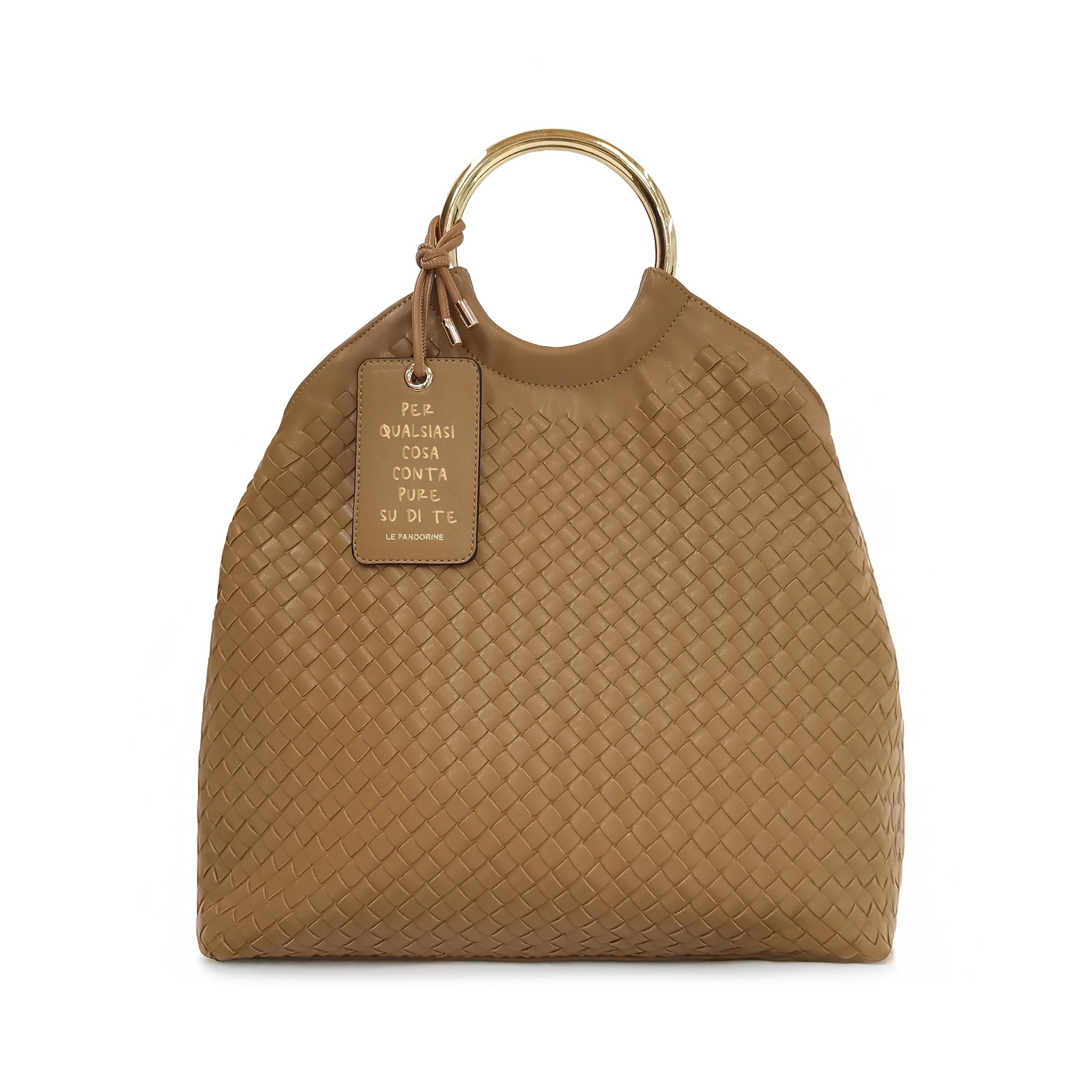 BORSA A MANO AURORA CON MANICO A CERCHIO COLORE NATURALE
