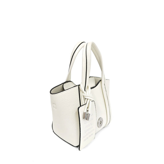 SHOPPING BAG MINI VICKY CON TAG DECORATIVO COLORE BIANCO