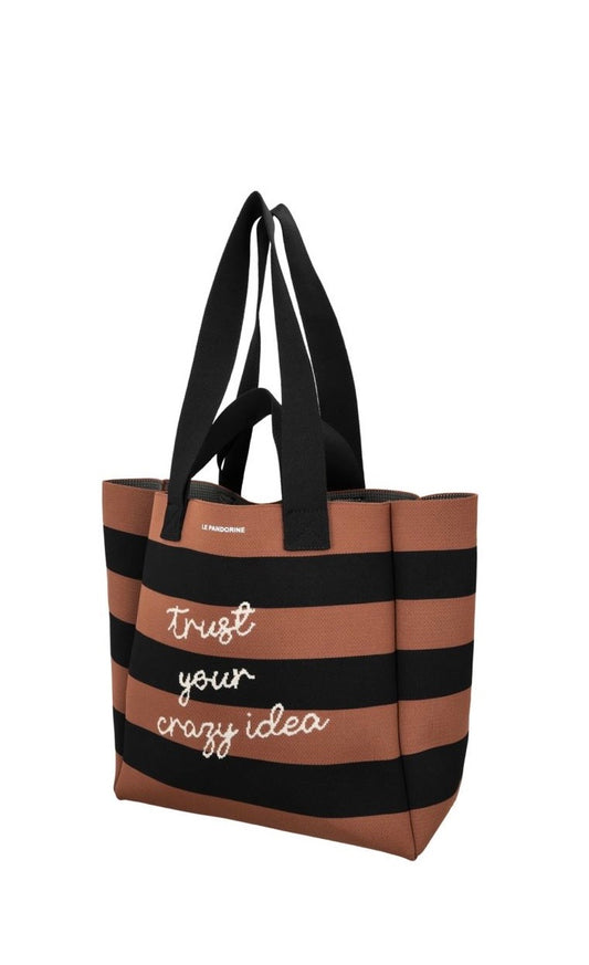 SHOPPING GRANDE JACKIE IN TELA CON DOPPIO MANICO COLORE MARRONE