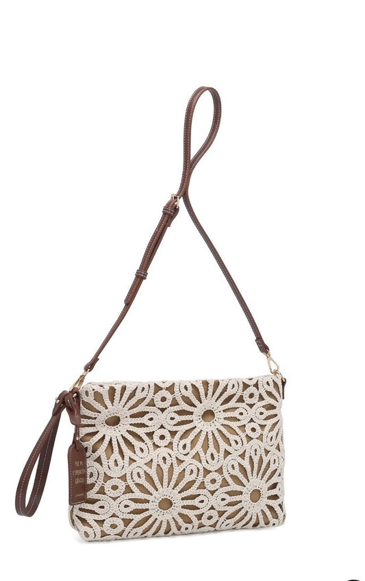 POCHETTE GISELLE MACRAMÉ CON TRACOLLA COLORE ÉCRU