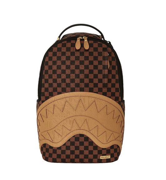 ZAINO SPRAYGROUND EMBOSSED CHECK BROWN BACKPACK