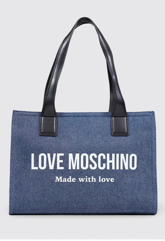 BORSA A SPALLA IN DENIM DI COTONE