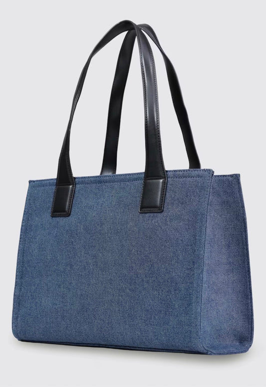 BORSA A SPALLA IN DENIM DI COTONE