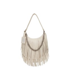 Mini Borsa Fringe Con Catena - Bianco