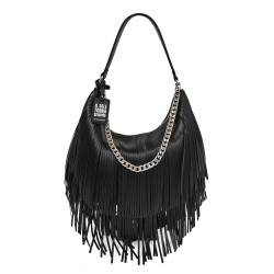 Borsa a spalla Fringe Con Catena - Nero