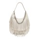 Borsa a spalla Fringe Con Catena - Bianco