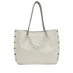 Shopper Vicky Con Borchie Multicolor - Bianco